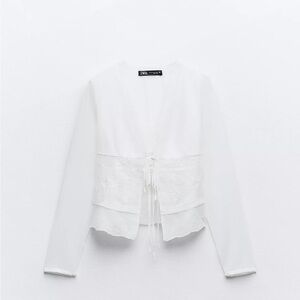 Zara Ivory / white Lace Detail Blouse